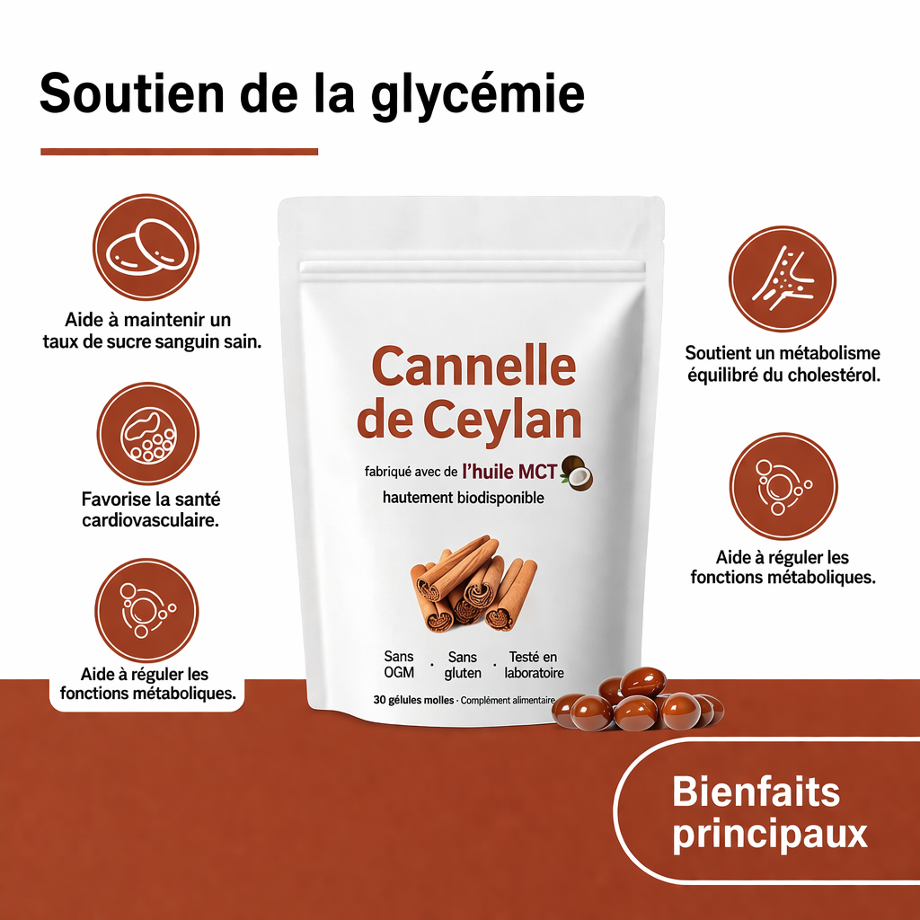 Capsules de Cannelle de Ceylan et Huile MCT- Complément Alimentaire en Gélules