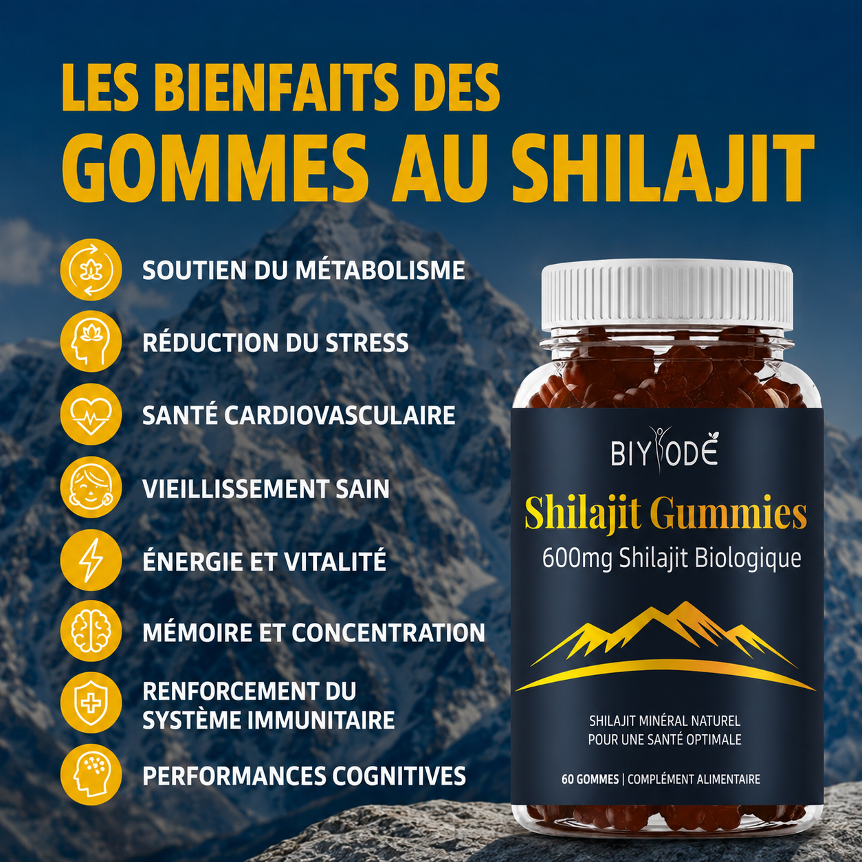 Gummies de résine de Shilajit pur de l'Himalaya