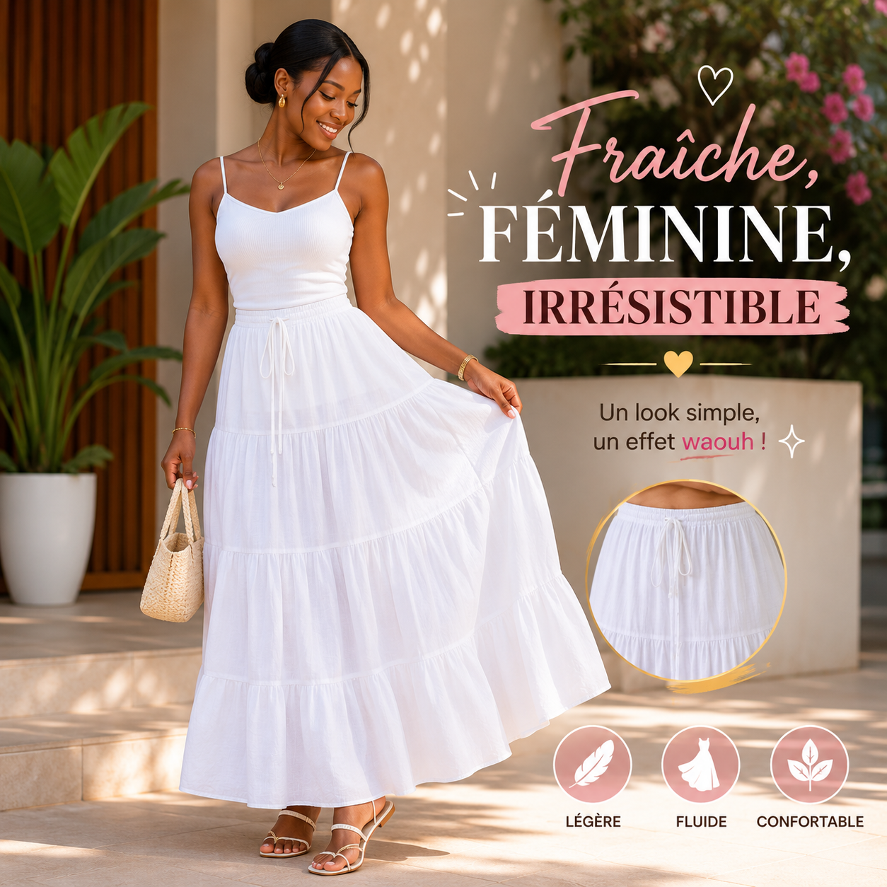 Jupe longue blanche – Taille standard