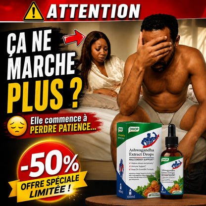 Gouttes liquides d'Ashwagandha naturelle pour l'énergie masculine