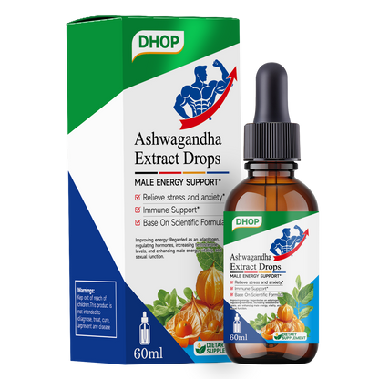 Gouttes liquides d'Ashwagandha naturelle pour l'énergie masculine