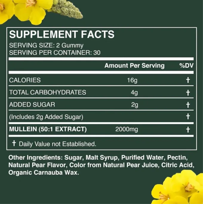 Mullein Gummies -complément alimentaire à base de plantes