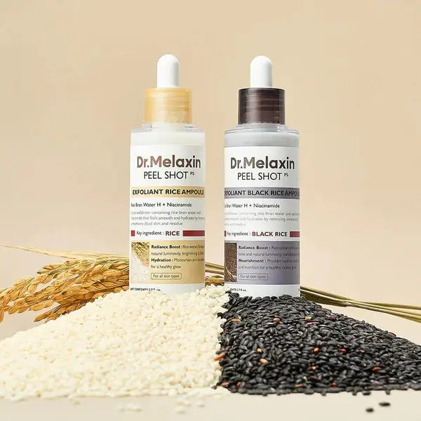 DR.MELAXIN Peel Shot Duo- Ampoule exfoliante au riz noir Shot