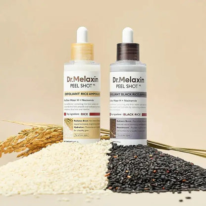 DR.MELAXIN Peel Shot Duo- Ampoule exfoliante au riz noir Shot